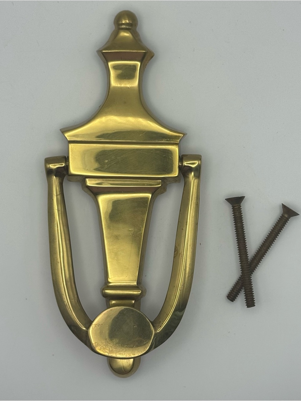 Vintage Solid Brass Door Knocker with Mounting Bolts Traditional Colonial Entry